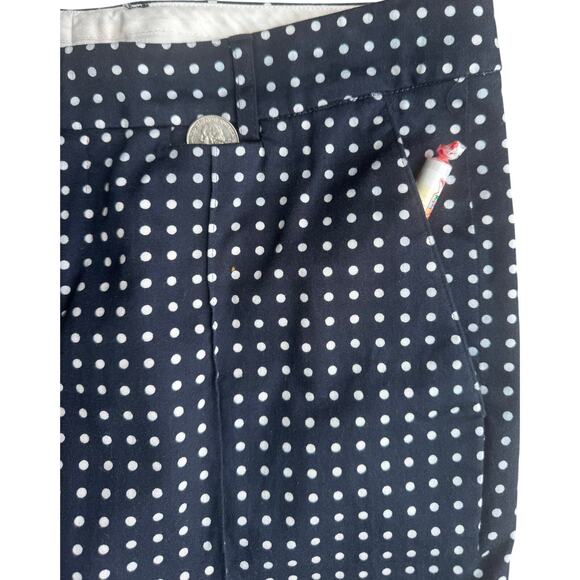 Designer Strenesse Black Navy Off White Dots Straight Leg Ankle Trousers 8 EUC - Picture 5 of 8